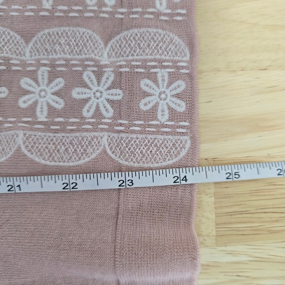 J. Crew Pink Lace Front 3/4 Sleeve Knit Sweater Top Women's Medium - Picture 5 of 8